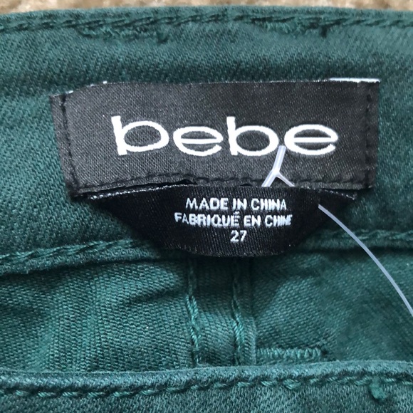 BeBe forest green distressed jeans size 27 - Picture 2 of 4